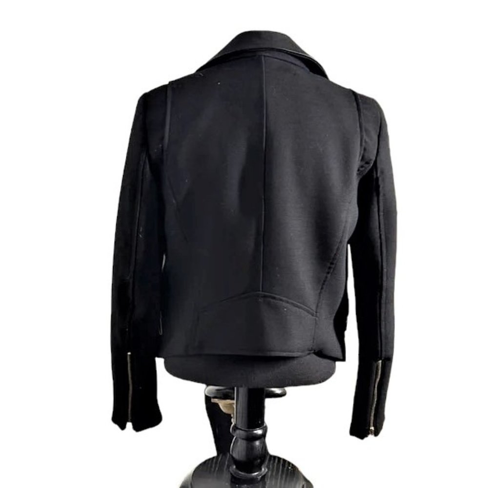 (70% OFF) EUC Zara Genuine Leather Trim BLACK Moto jacket MEDIUM MSRP: $228 - Picture 2 of 6